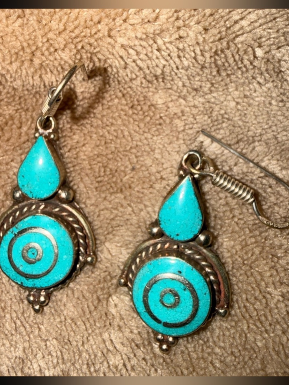 Vintage Sterling Silver turquoise Himalayan handmade Earrings